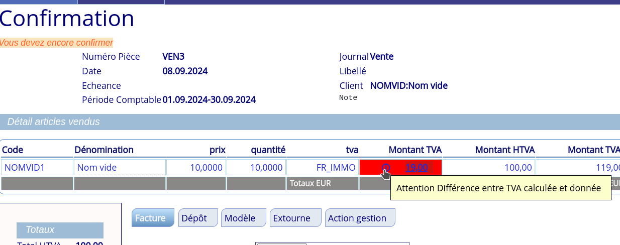 avertissement sur un montant TVA